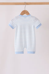 Blue stripe spider embroidery romper
