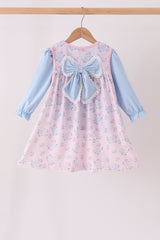 Pink floral bow 2pc set
