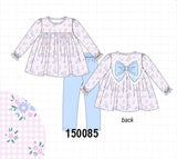 Pink floral bow pants set