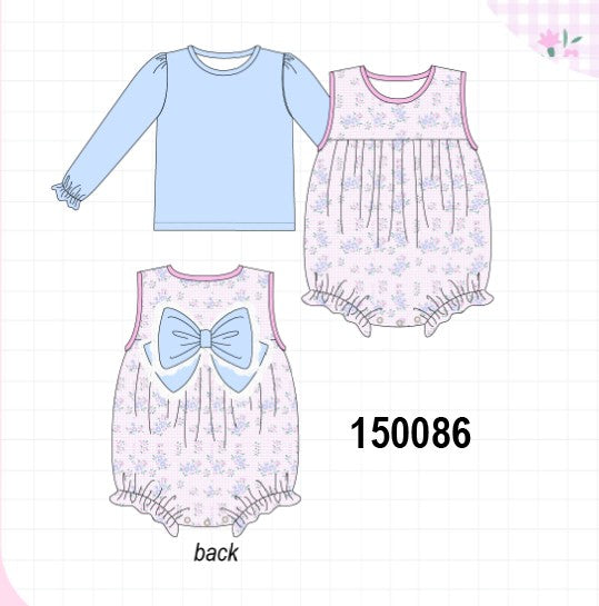 Pink floral bow 2pc bubble set