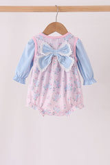 Pink floral bow 2pc bubble set