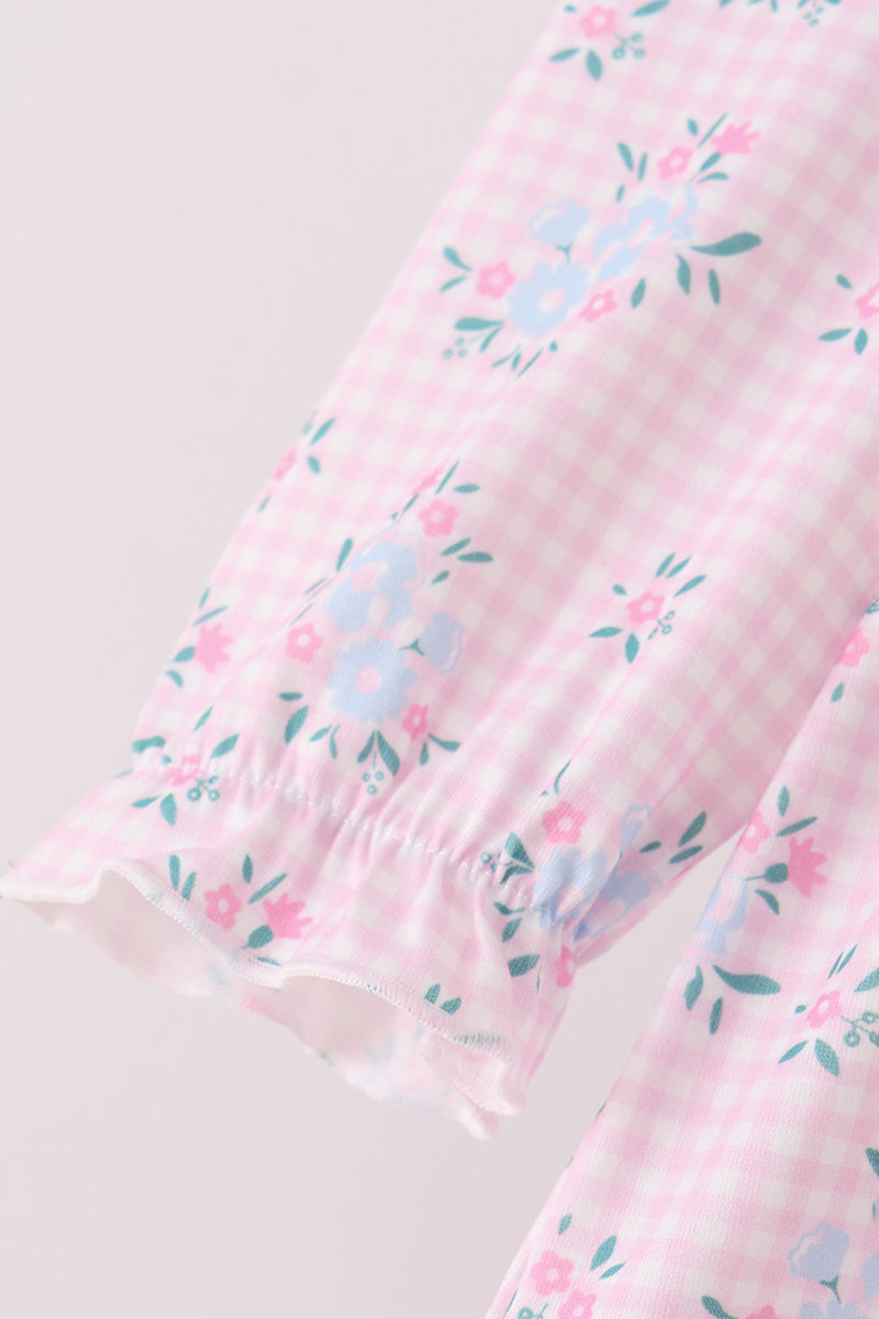 Pink floral bow bloomer set