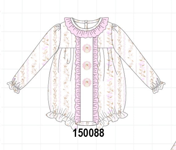 Pink floral turkey embroidery ruffle bubble