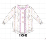 Pink floral turkey embroidery ruffle bubble
