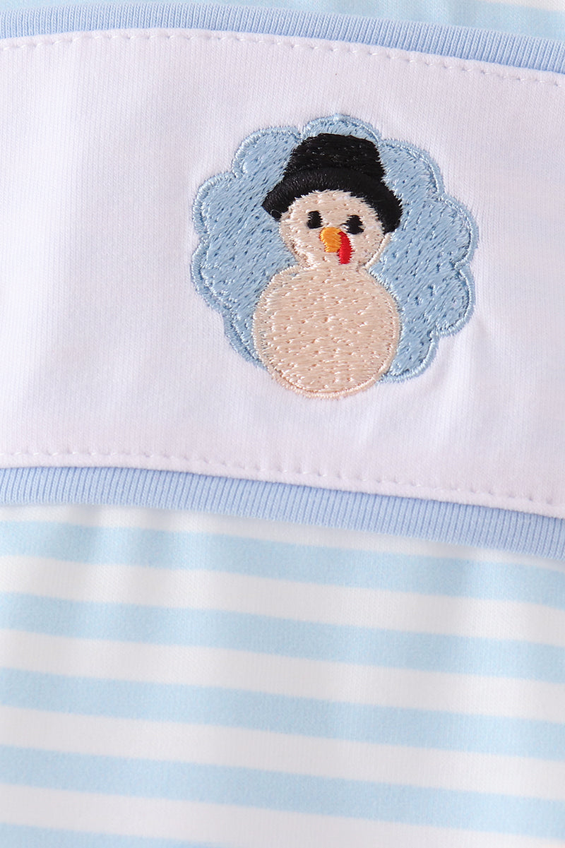Blue turkey embroidery stripe top