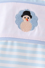 Blue turkey embroidery stripe top