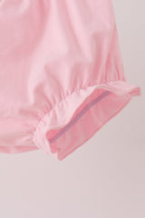 Pink floral turkey embroidery ruffle bloomer set