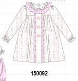 Pink floral turkey embroidery ruffle dress