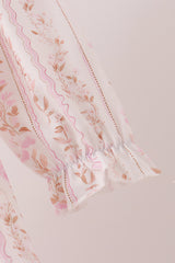 Pink floral turkey embroidery ruffle dress