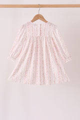 Pink floral turkey embroidery ruffle dress