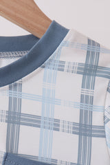 Blue plaid pocket top