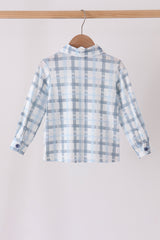 Blue plaid button down shirt