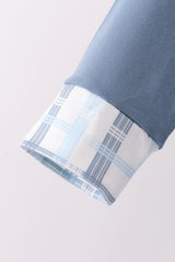Blue plaid jogger set