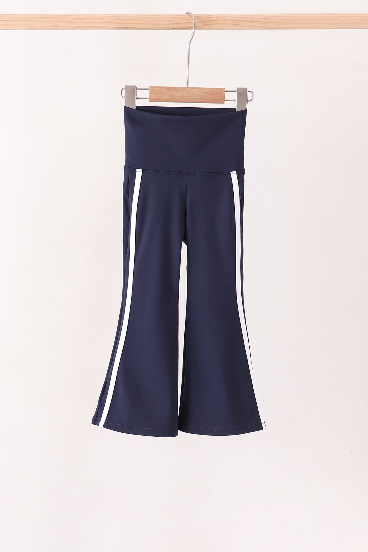 Navy Flare Double Side Stripe Active Pants