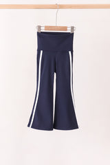 Navy Flare Double Side Stripe Active Pants