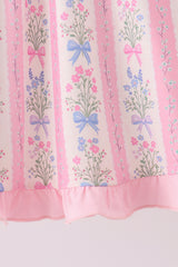 Pink Pearl Bow Floral Dress