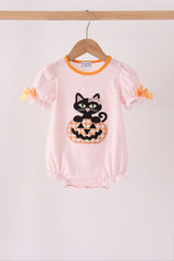 Pink cats Jack-O-Lantern applique bubble
