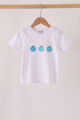 Blue pumpkin embroidery top