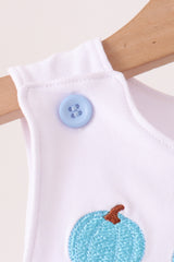 Blue pumpkin embroidery gingham jonjon