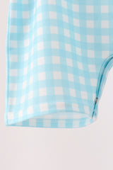 Blue pumpkin embroidery gingham jonjon