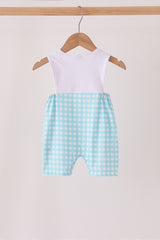 Blue pumpkin embroidery gingham jonjon