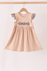 Leopard pumpkin applique dress