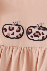 Leopard pumpkin applique dress