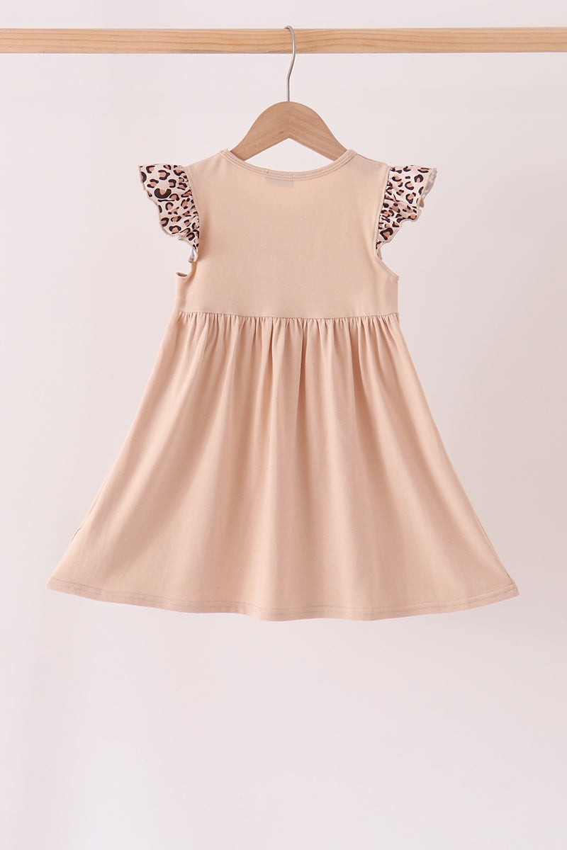 Leopard pumpkin applique dress