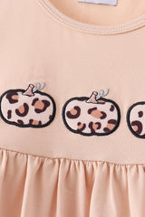 Leopard pumpkin applique pants set