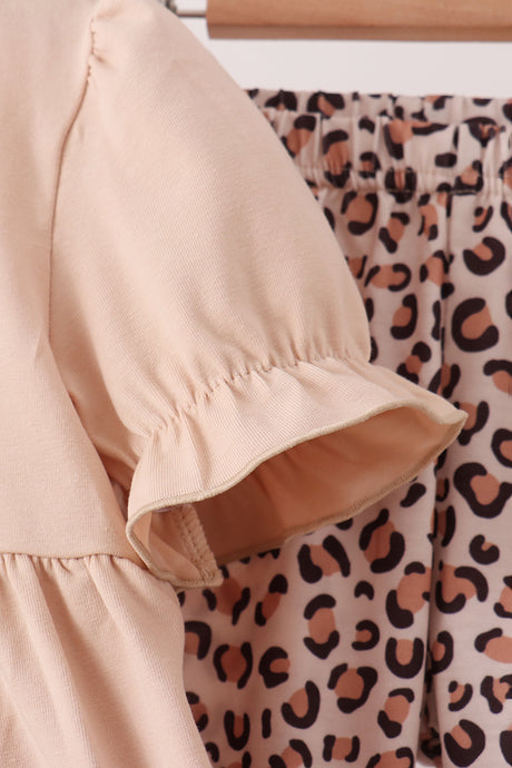 Leopard pumpkin applique pants set