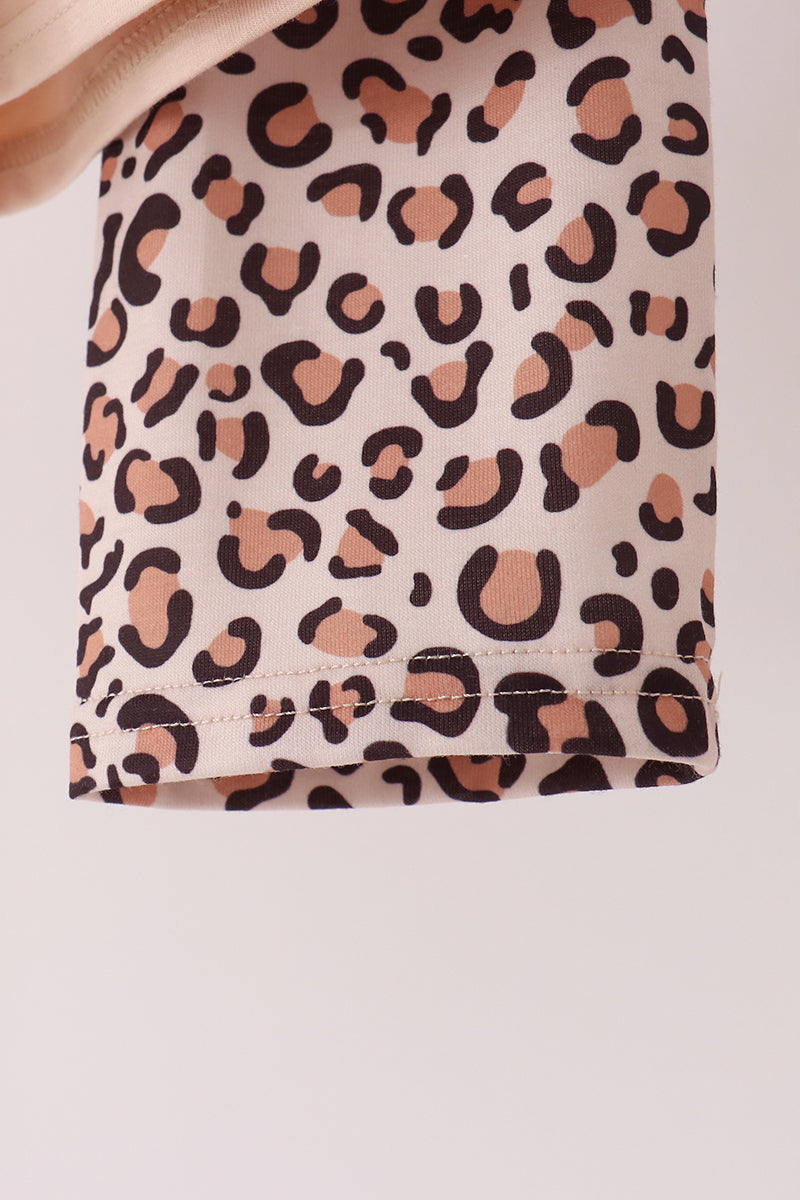 Leopard pumpkin applique pants set