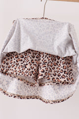 Leopard pumpkin applique skorts set