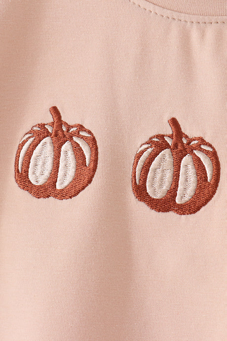 Leopard pumpkin embroidery top