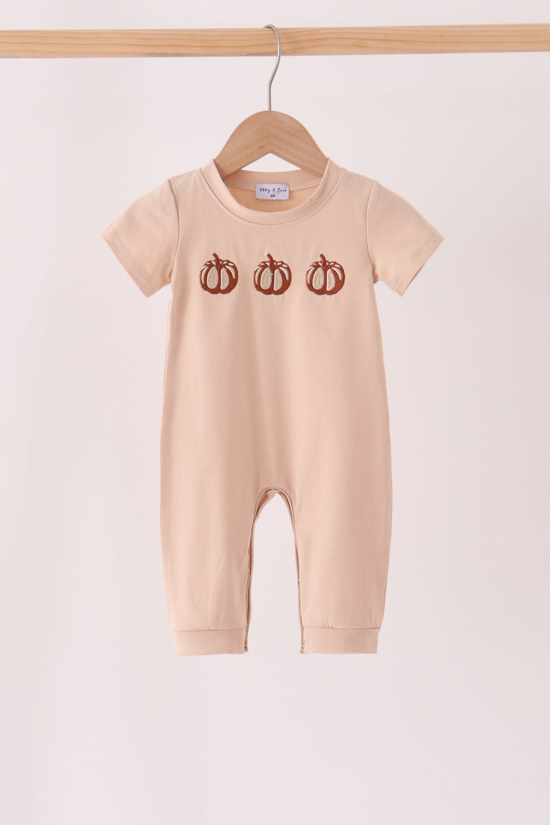 Leopard pumpkin embroidery romper