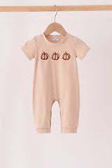 Leopard pumpkin embroidery romper