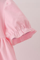 Pink goose embroidery ruffle dress