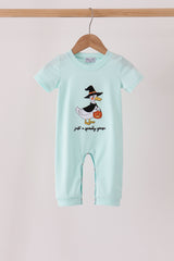 Blue goose embroidery romper