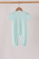 Blue goose embroidery romper