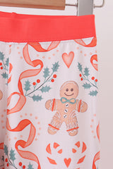 Coral gingerbread bamboo ruffle pants set