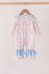 Pink pumpkin ruffle romper