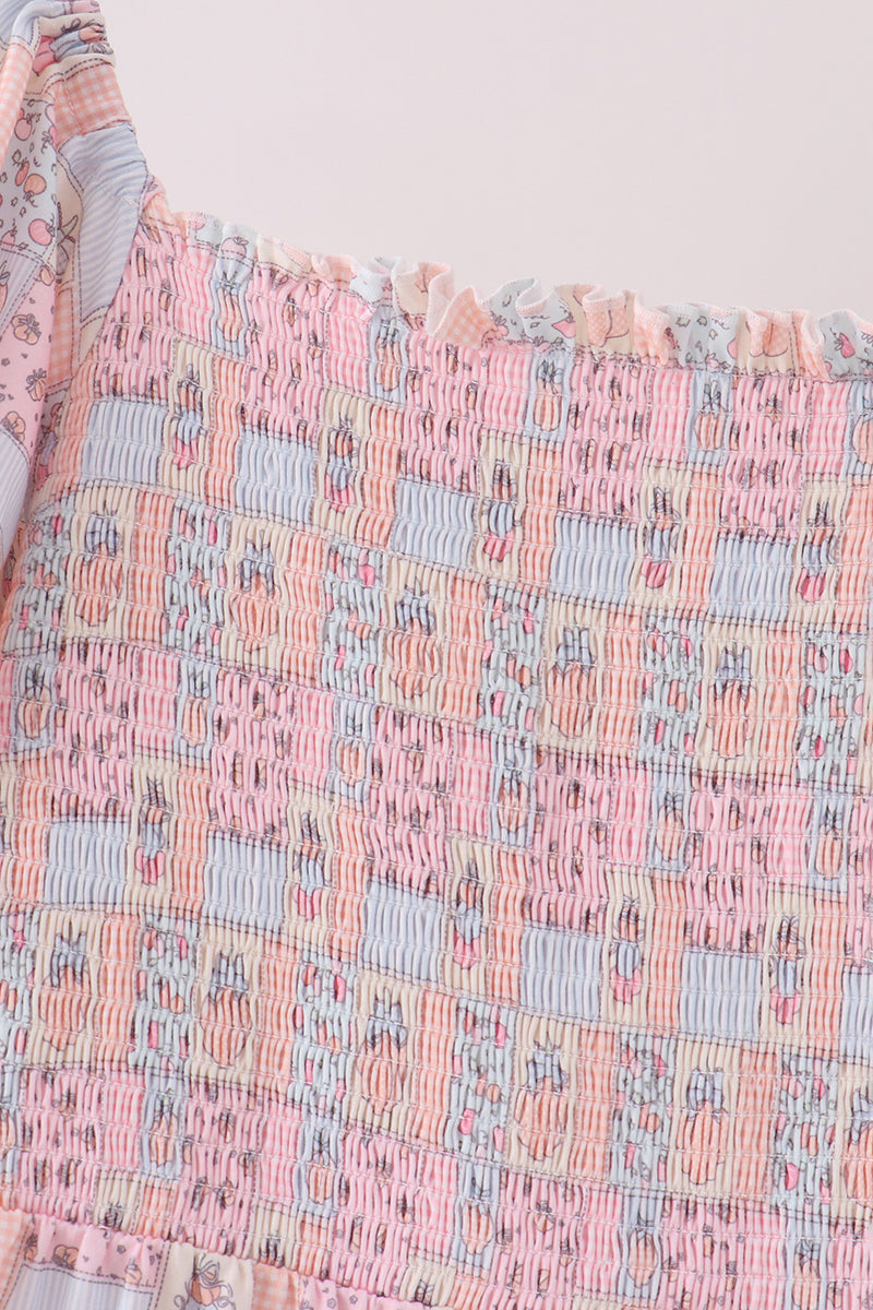 Pink pumpkin smocked mom&me dress