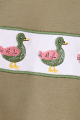 Green mallard embroidery pants set