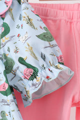 Green mallard ruffle  pants set