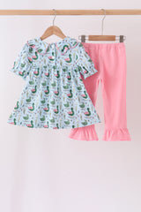 Green mallard ruffle  pants set