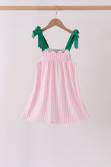 Pink Christmas Tree Embroidery Dress