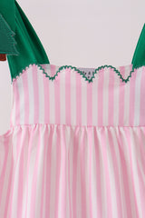 Pink Christmas Tree Embroidery Dress