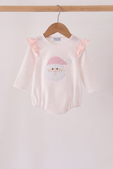 Pink santa claus dot applique ruffle bubble