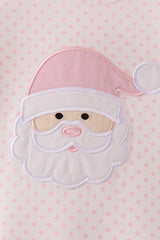 Pink santa claus dot applique ruffle romper