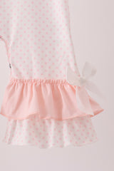 Pink santa claus dot applique ruffle romper