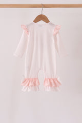 Pink santa claus dot applique ruffle romper